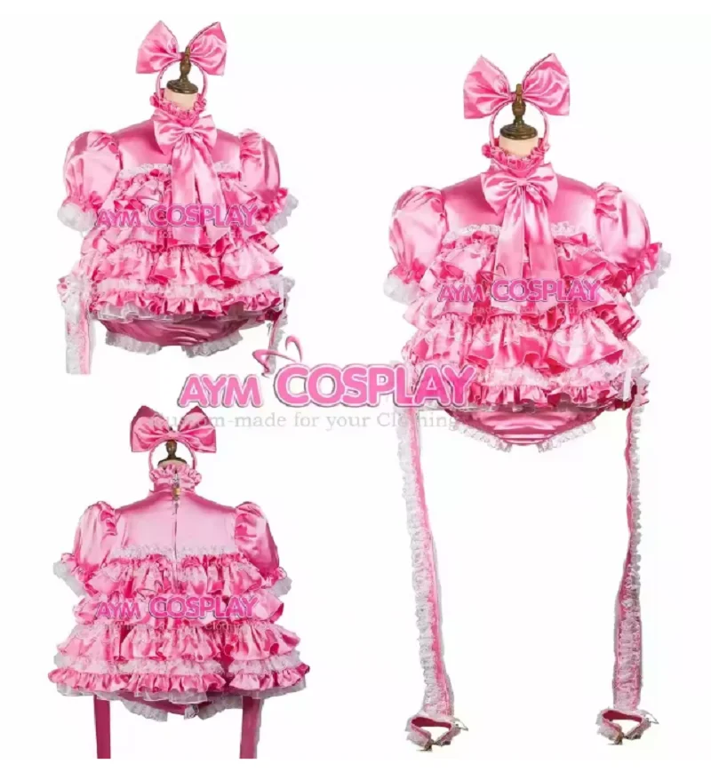 

Hot pink satin Sissy baby boy maid mini dress CD/TV Tailor-made