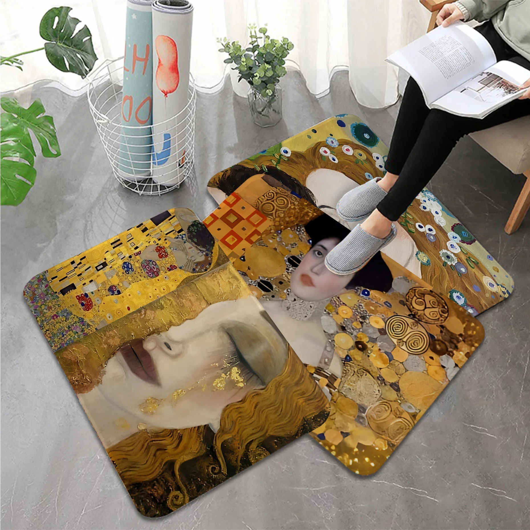 

Gustav Klimt The Kiss Floor Mat Bath Mat Nordic Style Home Doormat Bathroom-Toilet Mats Bedroom Welcome Doormat