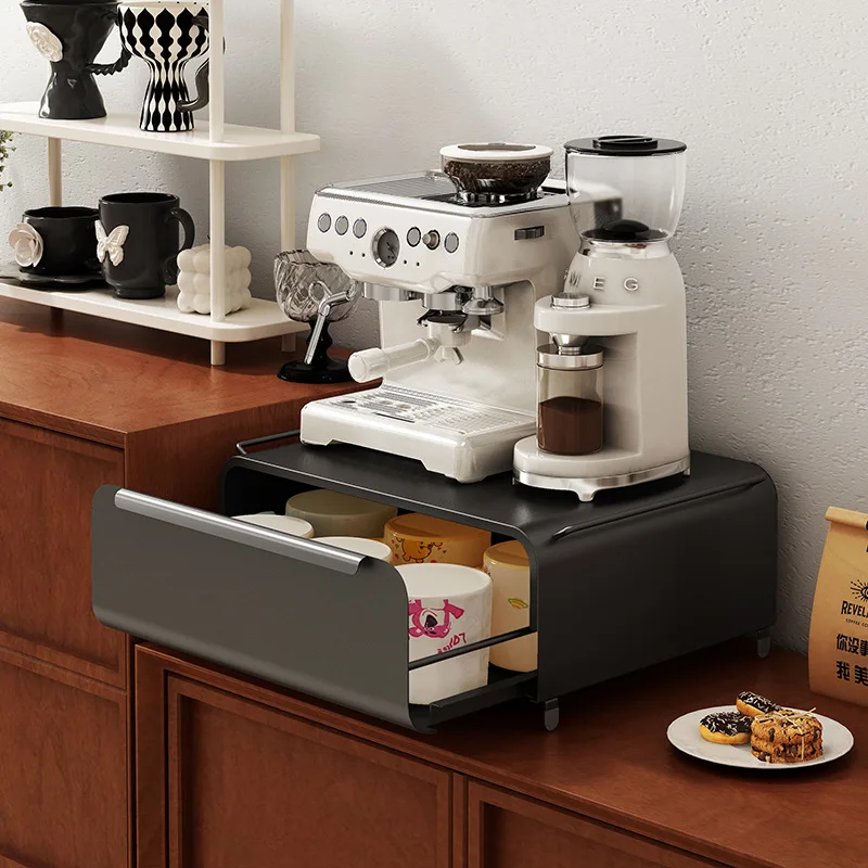 Modern Metal Double Eco-Friendly Living Room Coffee Capsule Storage Rack Pull-Out Drawers Pods Organizer Holder Stacking Mug/Cup