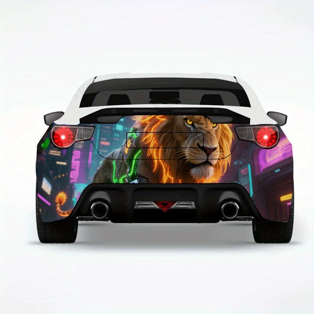 

Крутой киберпанк Лев, виниловая наклейка на заднюю часть автомобиля, водонепроницаемые самоклеящиеся виниловые наклейки для хвоста и бампера автомобиля, украшение Pr