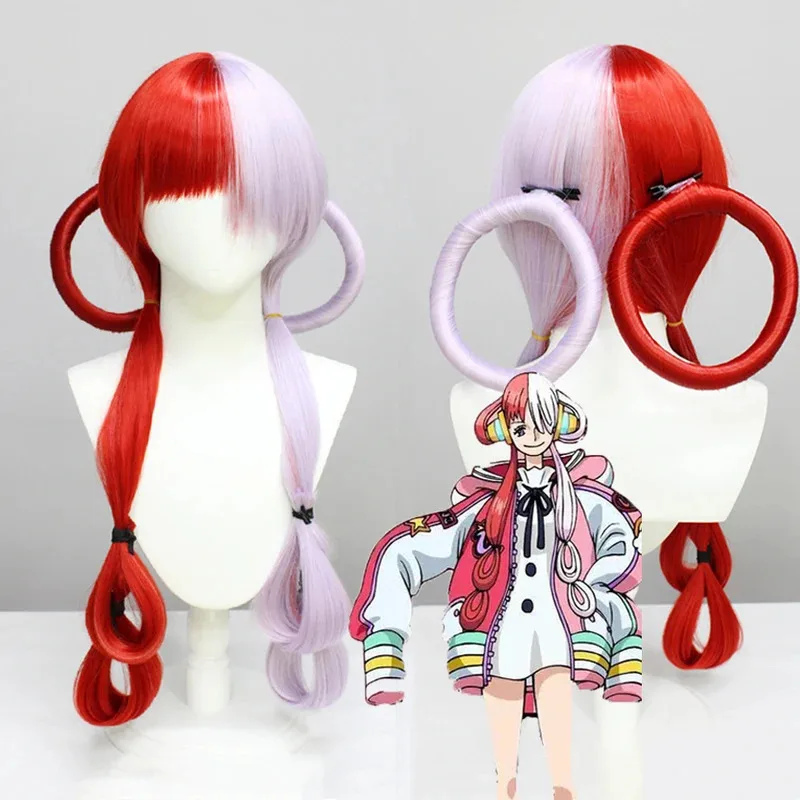 

Anime FILM RED UTA Cosplay Wig Long Hair 95cm Half Red And Purple uta Cosplay Synthetic Hairs Halloween Party Wigs for Women