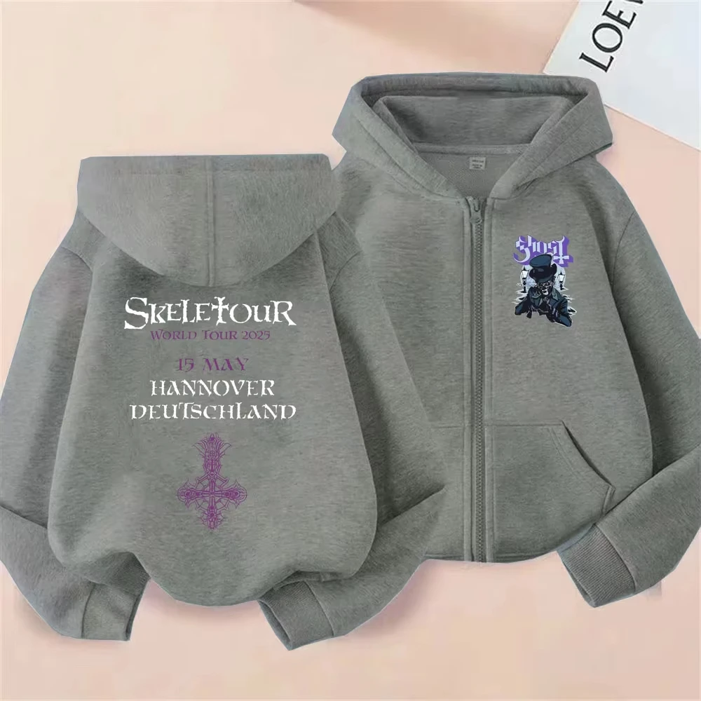 Limited Ghost Band Skeleton Zipper Hoodie Men Women Rock Oversized Zip Up Hoodies Male 90s Classic Gothic Punk Metal Jacket Coat