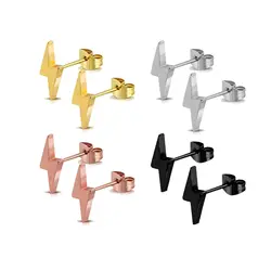 Un par de Orejeras de rayo en miniatura de acero inoxidable, punk cool pair para mujeres y joyas para hombres