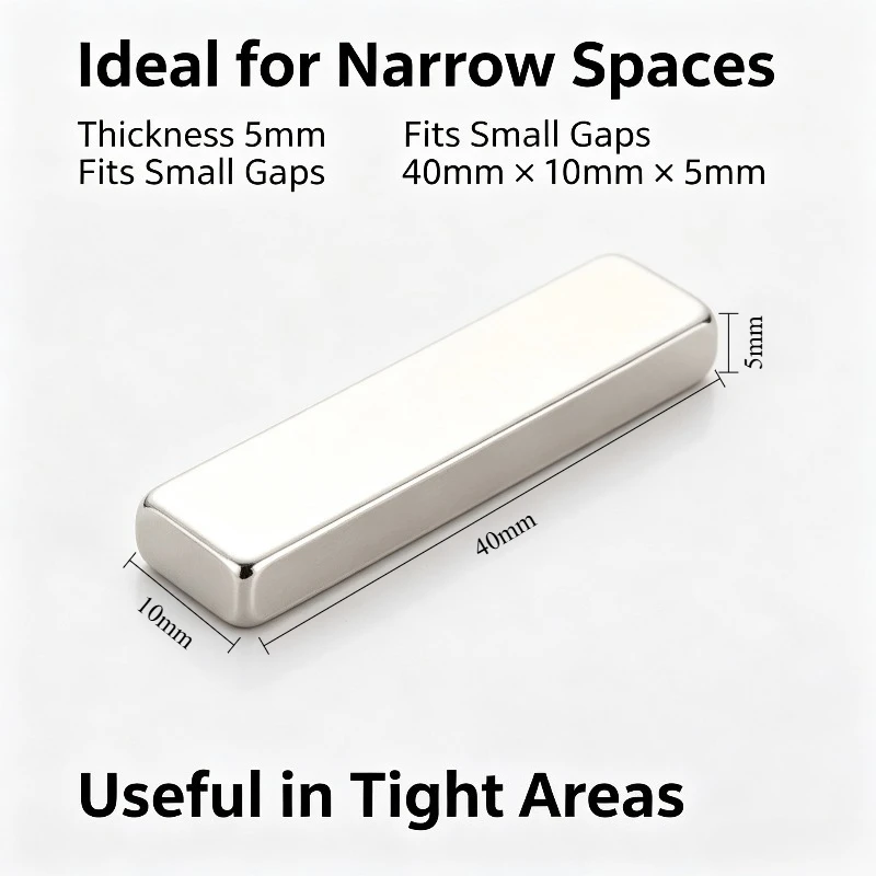 N35 Rare Earth Block Magnet 40x10x5mm Heavy Duty Neodymium Magnetic Sheet Strong Permanent Magnets for Workshop DIY Model