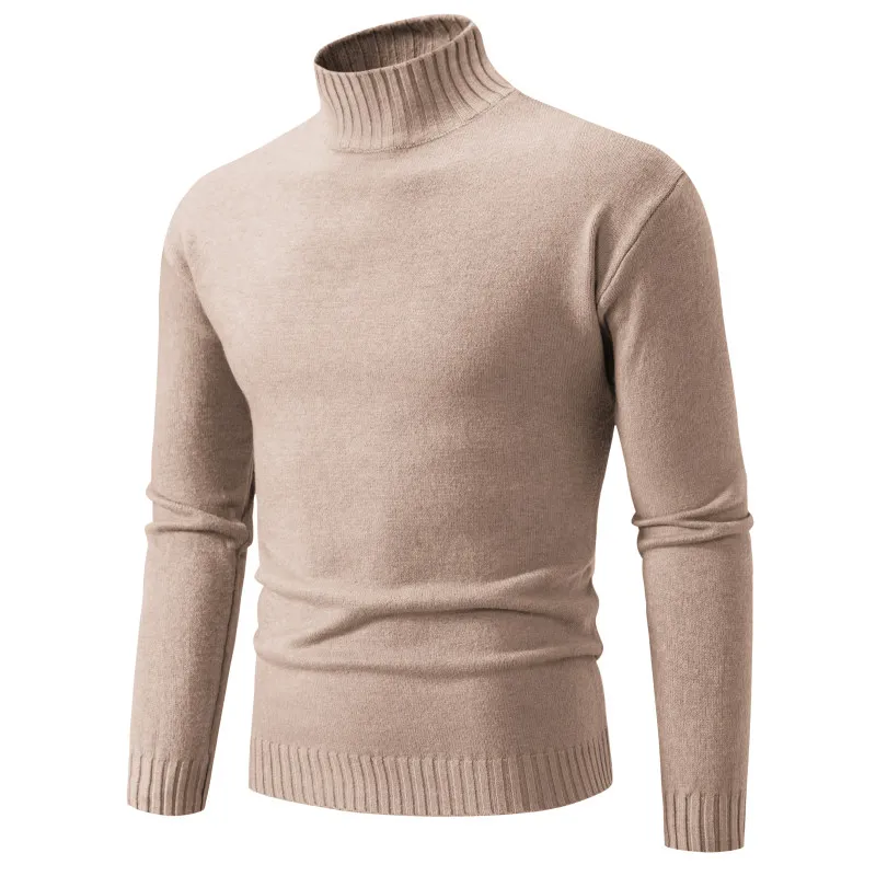 

Men's Casual Versatile Knitted Sweater f High Collar Base Layer Winter Faion 2025 Polyester Fiber Long Sve Warmth