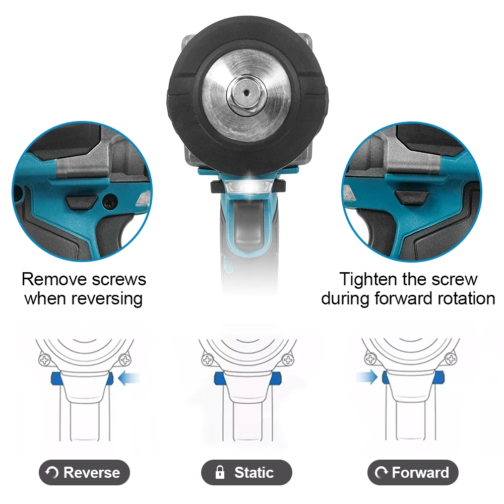 Kamolee 3100N.m High Torque Brushless Electric Impact Wrench 1/2 Inch Power Tools Compatible With Makita 18V Battery