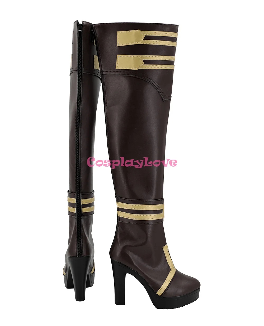 CosplayLove LOL Game The Sheriff of Piltover Caitlyn Kiramm Brown Coslay Shoes Long Boots Leather Christmas Haloween Custom Made