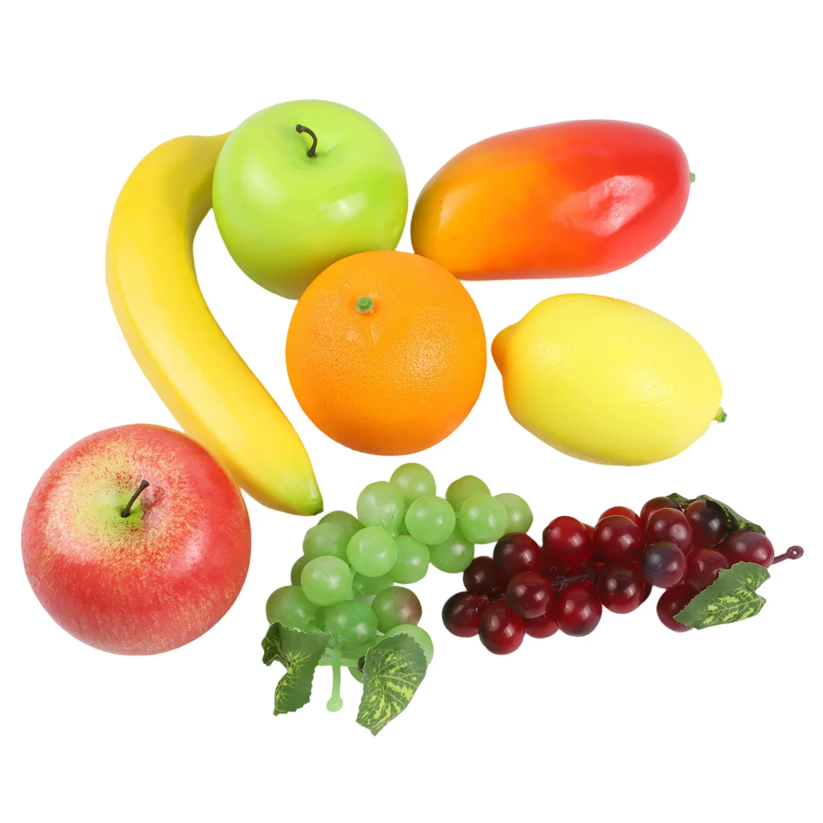 8 PCS Lifelike Artificial Fake Fruit Fruits Grape Lemon Market Party Artificial Lemon Orange Banana Pink Plastic Fruit For Decor