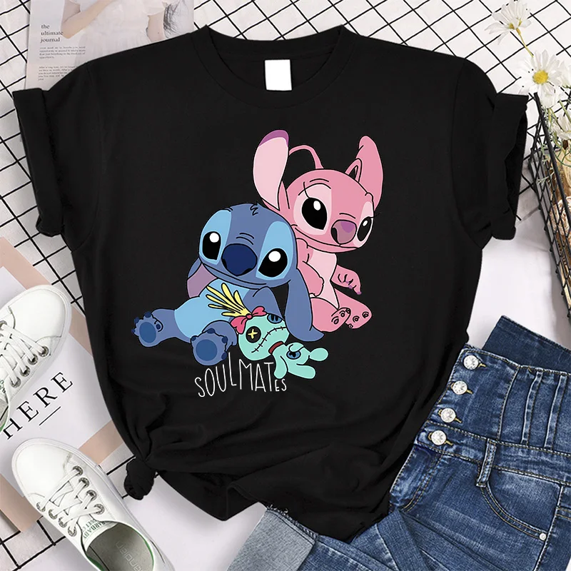 Jaren \'90 Harajuku Shirt Disney Lilo Stitch Cartoon T-shirt Stitch Cute Manga T-shirt Y2k Grafische Tshirt Top Tee Kleding