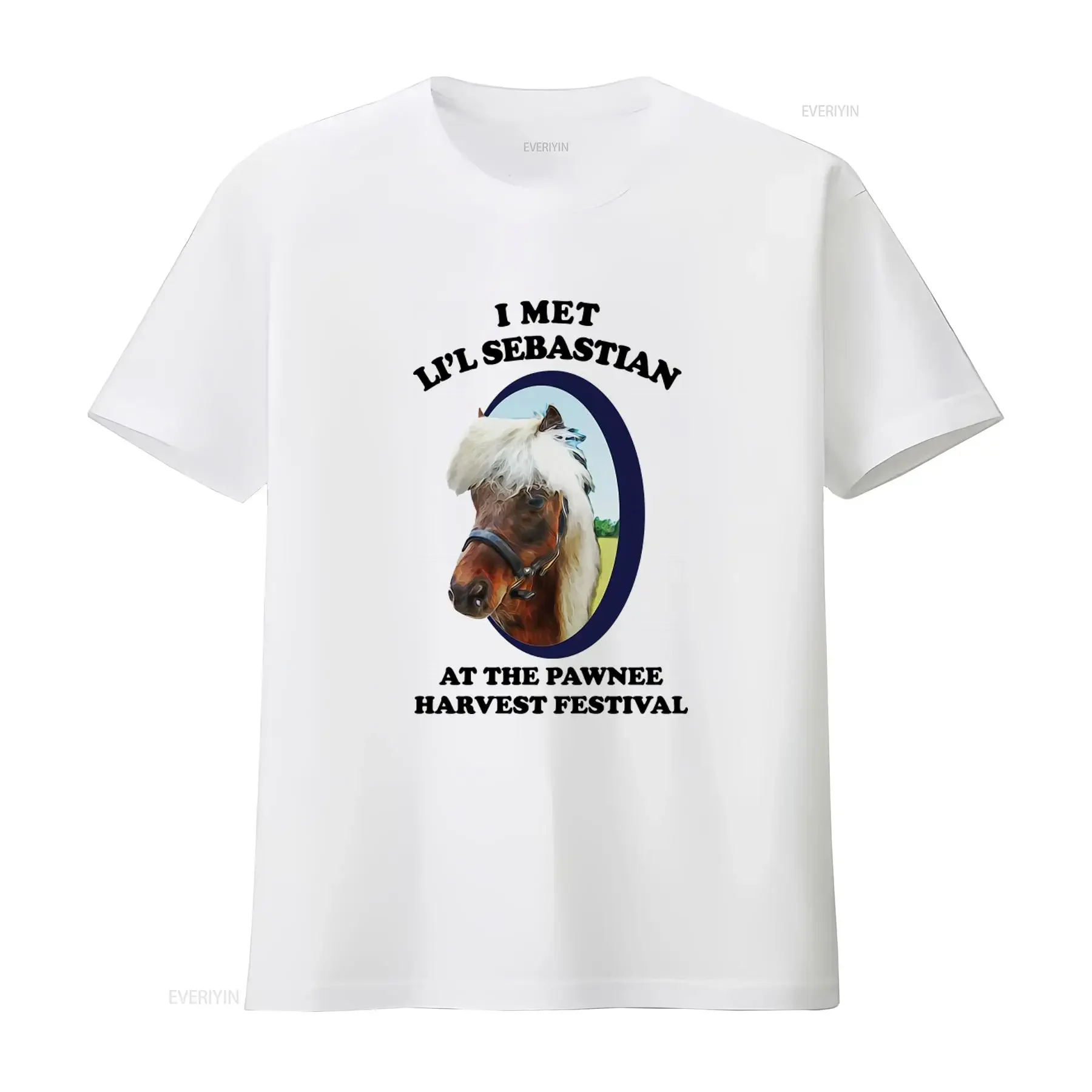 Parks Recreation I Met Lil Sebastian at the Pawnee Harvest Festival T-Shirt Vintage Washed Herren Streetwear Bequeme Mode