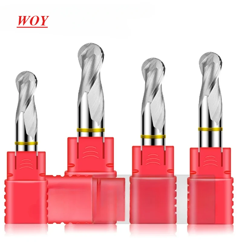

WOY TGY-HRC55 2-Flute Color Circle Tungsten Steel Carbide For Aluminum Milling Cutter CNC Machining Center Ball Nose End Mill