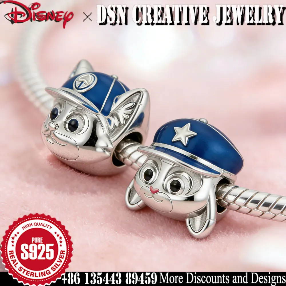 DSN 925 الفضة سحر ديزني Zootopia نيك وايلد جودي الأطواق الخرز ل سوار لعب الطفل الكرتون لطيف حلية مجوهرات هدية