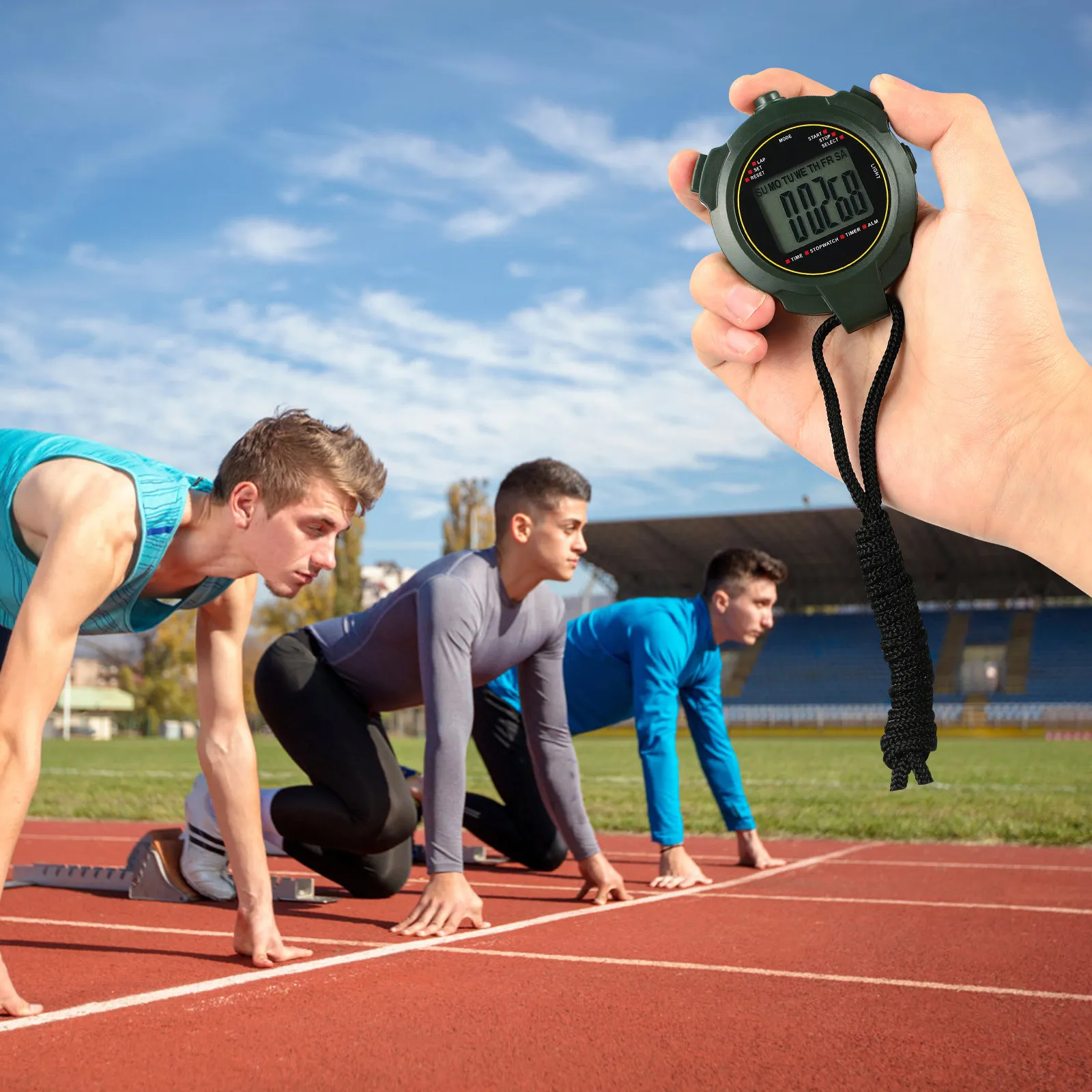 Digital Stopwatch Timer with Night Light Function – Lightweight Sports Training Timer for Games