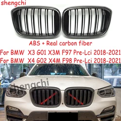 G01 G02 Pre-lci Real Carbon Fiber Front Bumper Grille For BMW X3 X4 G01 G02 X3M F97 X4M F98 Replacement Racing Grills 2018-2021