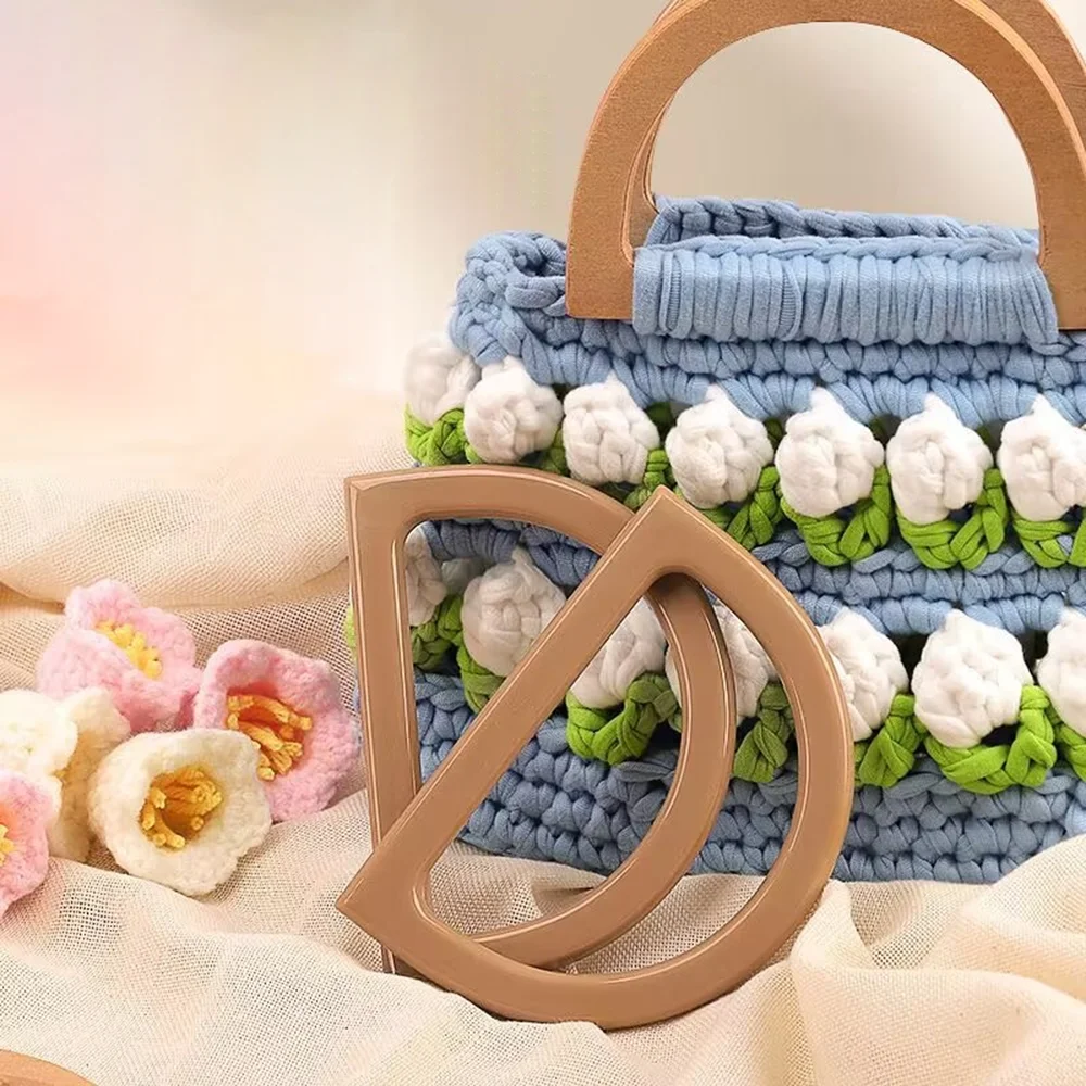 3Pcs Stylish D-Shaped Plastic Handles with Secure Grip Ideal for DIY Beach Bags, Crochet & Straw Bags, Handbag Upgrade Replaceme