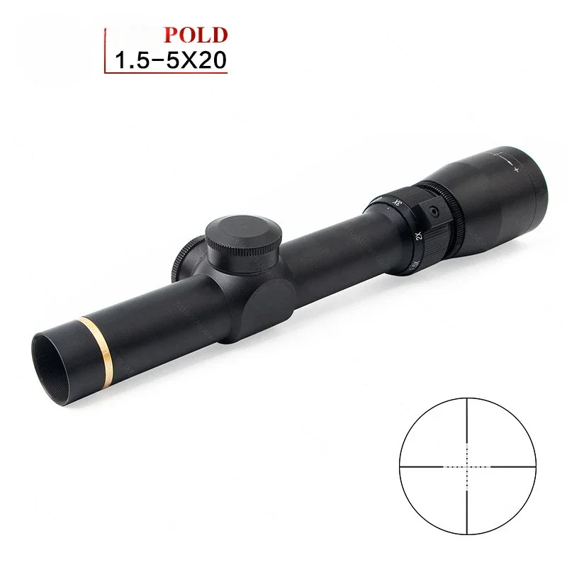 Rifle Scope1.5-5x20 Short Scope Cross Optical Sniper Scope Outdoor Hunting Hd Aseismatic Single Barrel Scope