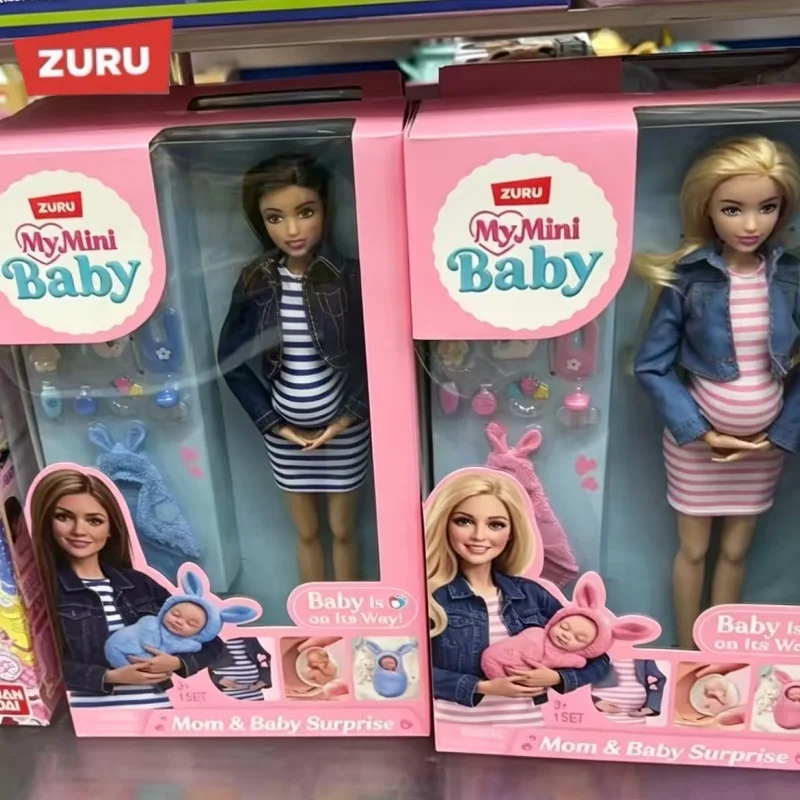 New Genuine Zuru My Mini Baby Mom & Baby Surprise Doll Set Removable Flip Maternity Belly With Slime Amniotic Sac Ornament Gift
