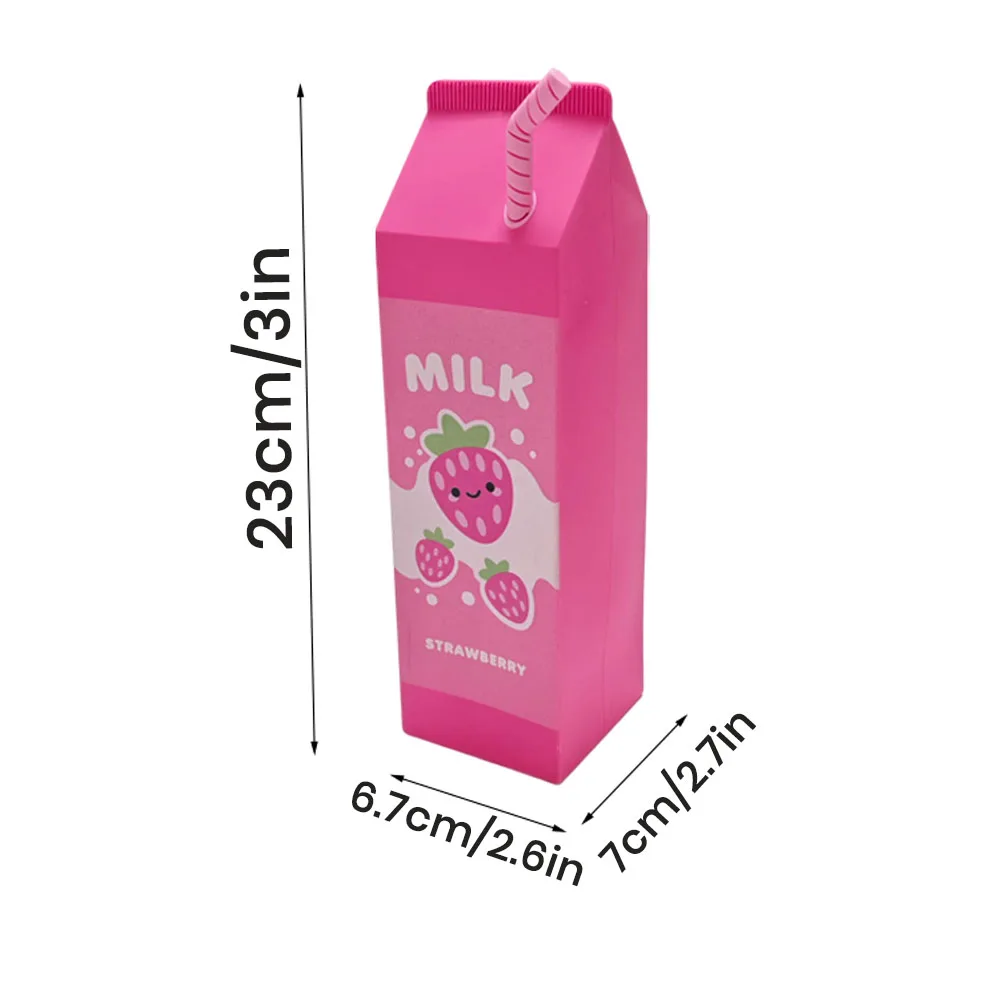 Milk-Shaped Silicone Pencil Case Small Multi-Functional Storage Bag for Stationery Cosmetics Electronics Cute Pastel Organizer
