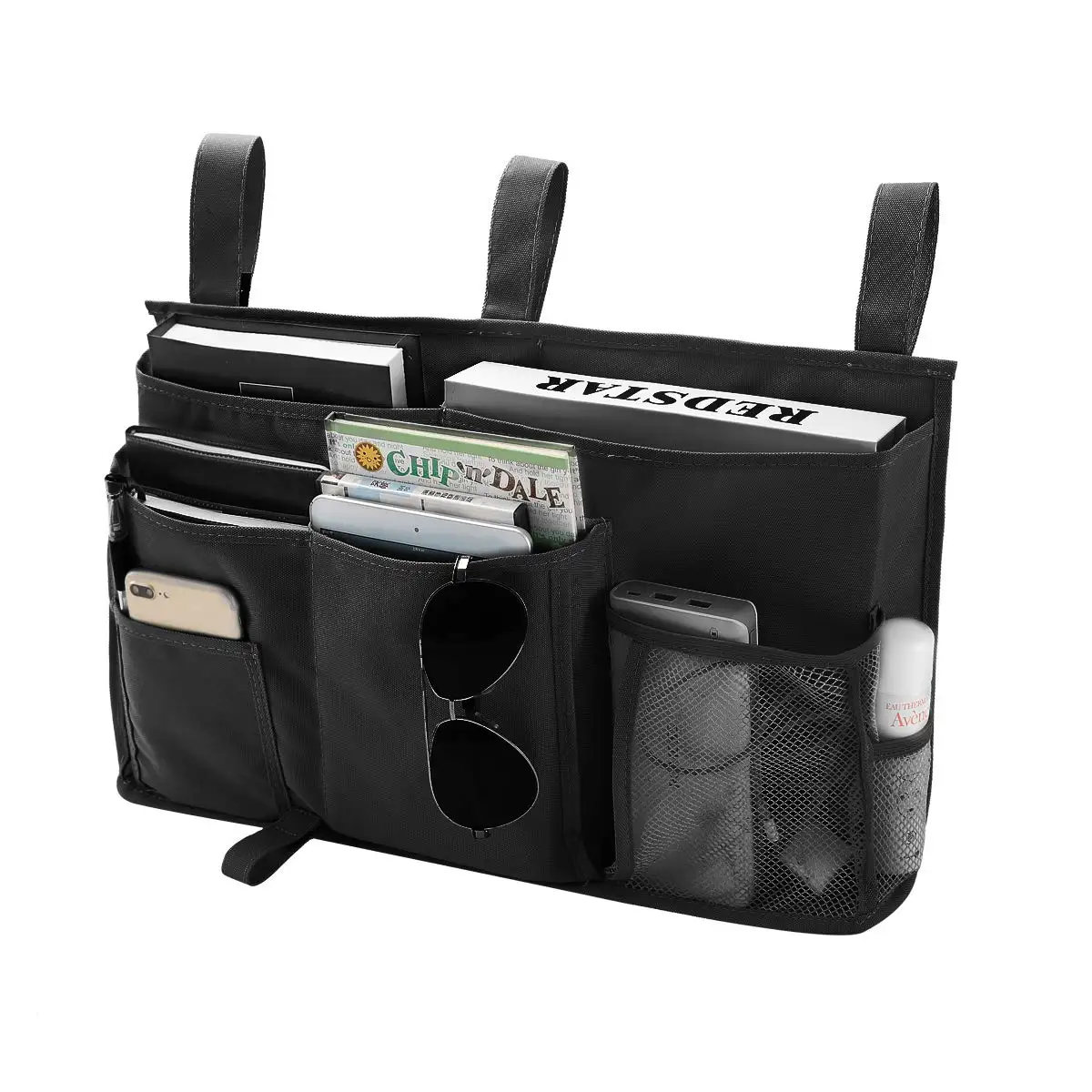 Dorm Rooms Bunk Bed Organizer Bag Bedside Caddy Hanging Basket 8 Pockets for Baby College Hospital Bed Rails 600D Oxford Cloth