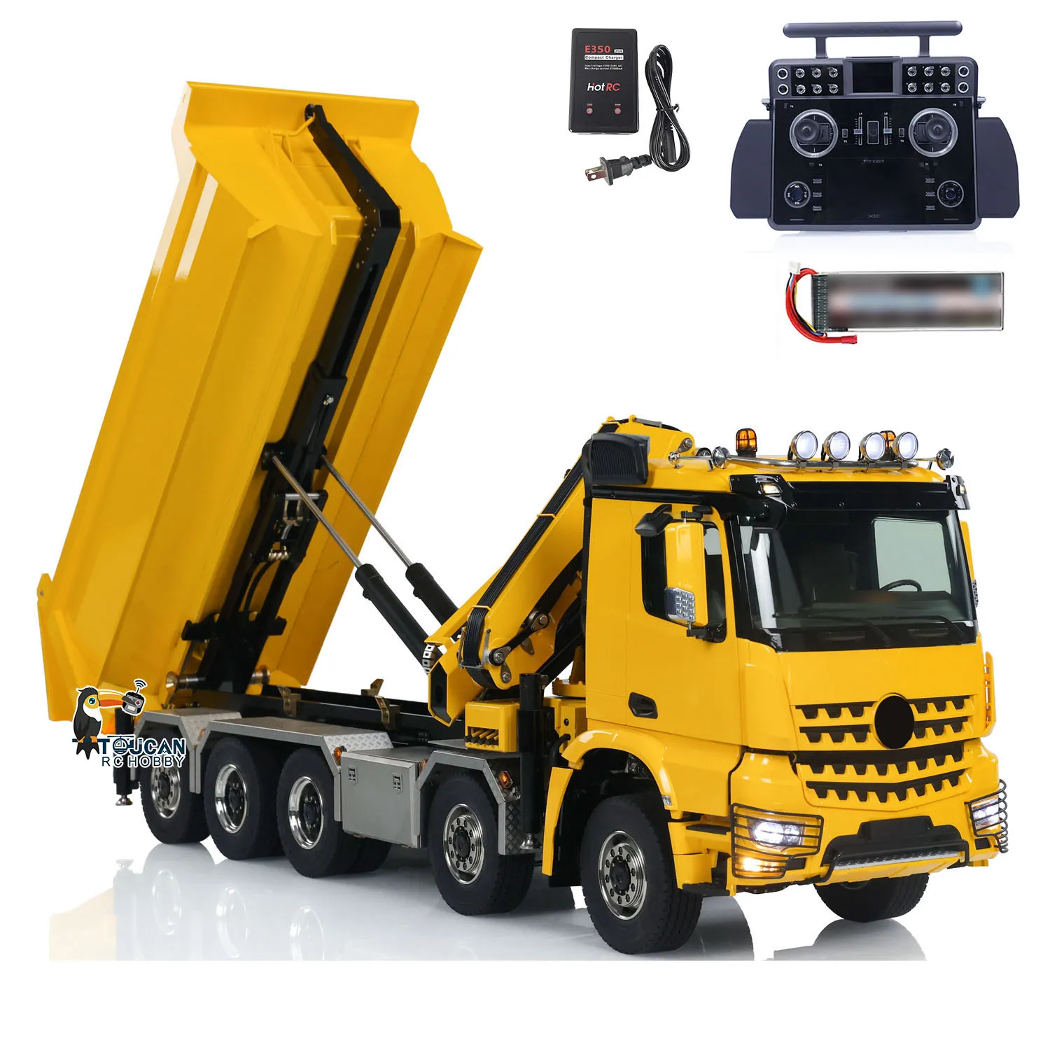 Toys 1/14 Hydraulic RC Crane Tipper Truck 10x10 Assembled Full Dump Car Light Sound 3-speed Gearbox XELite Raido Model  THZH1826