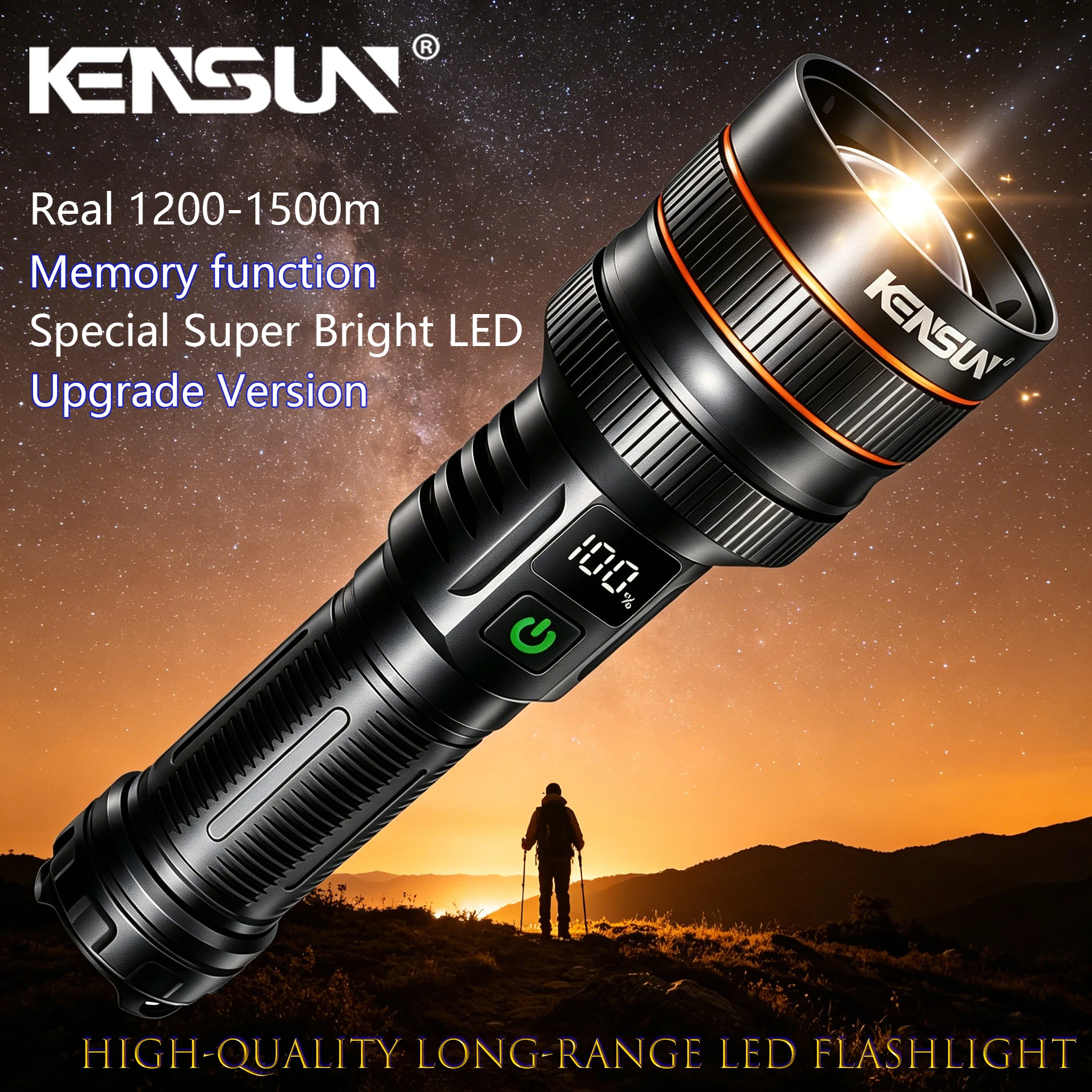 High Power Super Long Range LED Flashlight Type-C Charging Strong Light Tactical Torch Lamp Outdoor Portable Lantern Waterproof