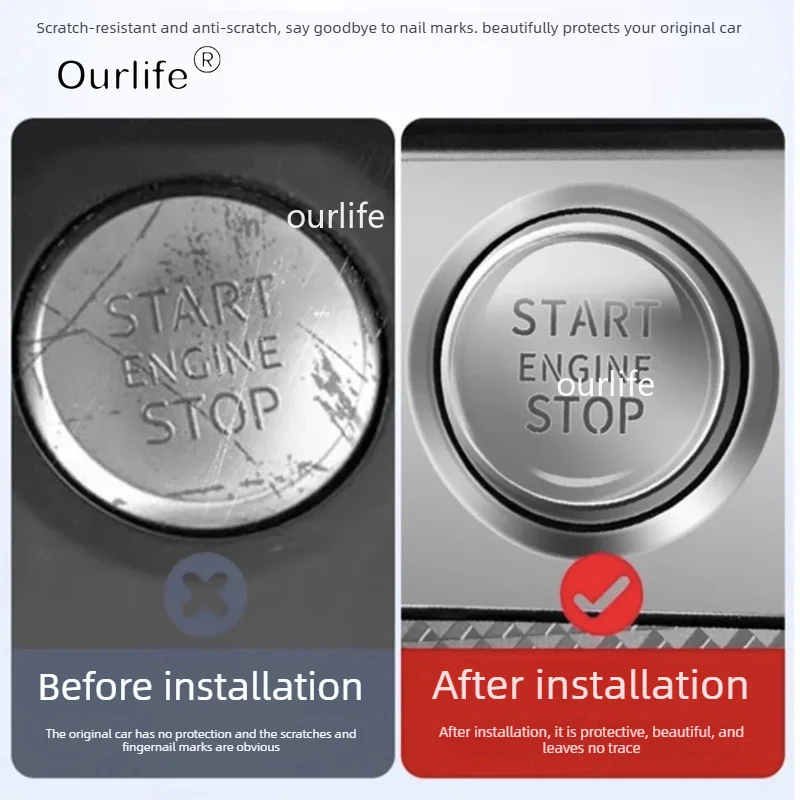 For GWM ORA 5 2026 2027 Car One-Button Start Sticker, Central Control Button Protective Decals Accessories