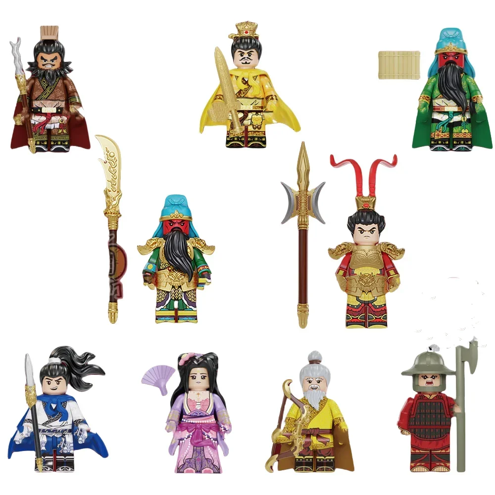 Three Kingdoms Heroes Assembly Building Blocks Model Toy Lv Bu Guan Yu Zhao Yun Robot Children's Educational Gifts