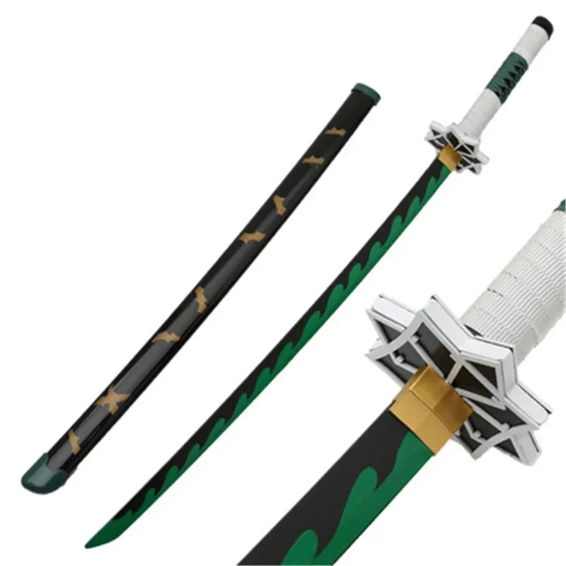 Anime Shinazugawa Sanemi Cosplay Weapon Prop Role Playing Agatsuma Zenitsu Wood Katana 104cm Sword