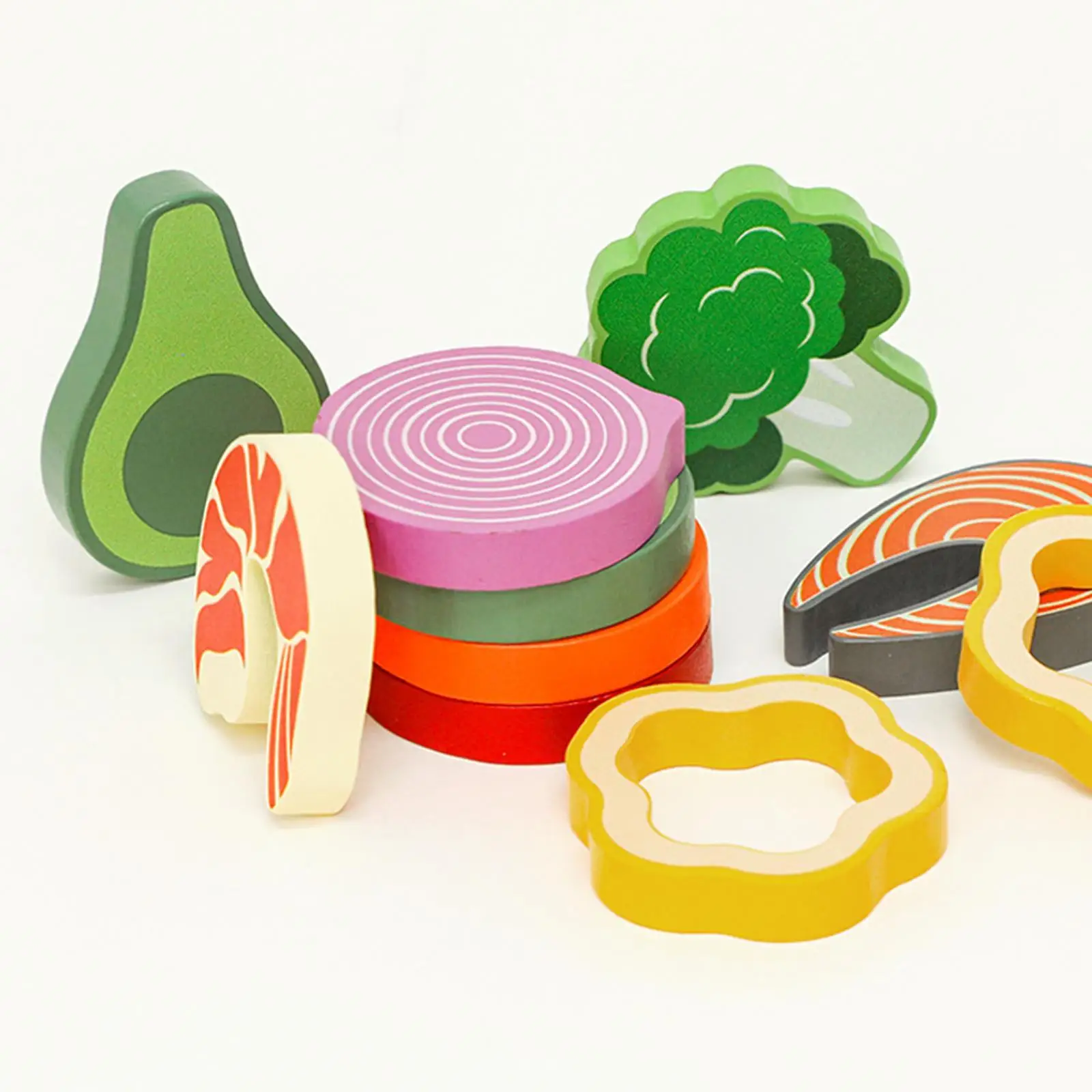 Set da gioco in legno per insalata Fai finta di giocare con i giocattoli da cucina Abilità motoria fine Set da gioco per insalata Fai finta di giocare con il cibo per i bambini per l'educazione