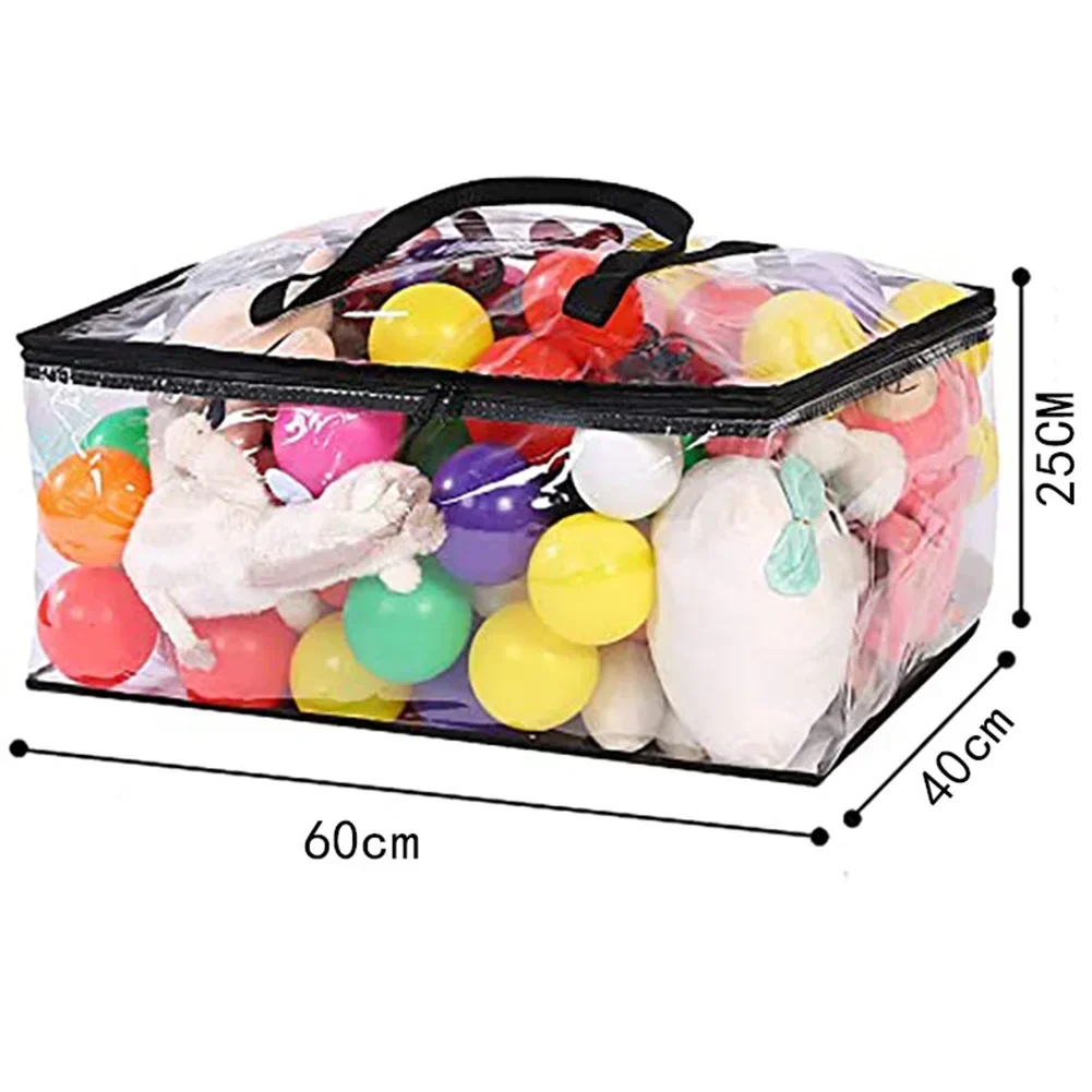 55L 60x40x25cm Bags For Packages Carrying Handle Clear Vinyl Plastic Zippered Blanket Storage Bags Packaging Supplies