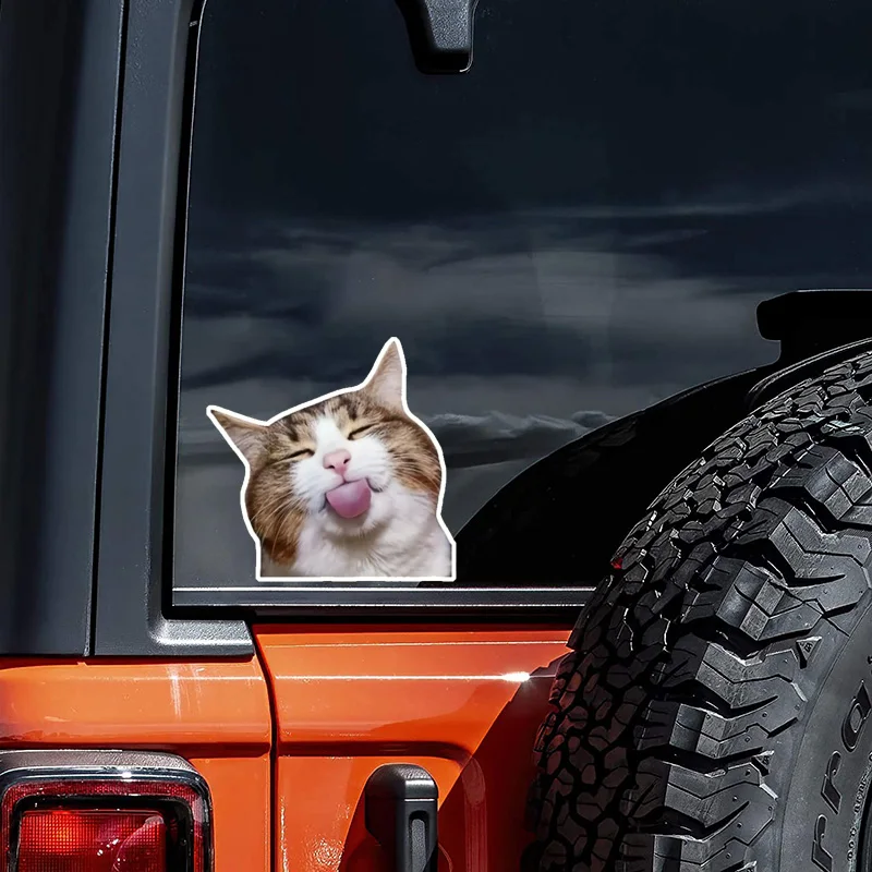 Extremely Cute Naughty Tongue - Out Cat Vinyl Decal, 13x12.5cm Adds a Lively and Playful Atmosphere to Cars