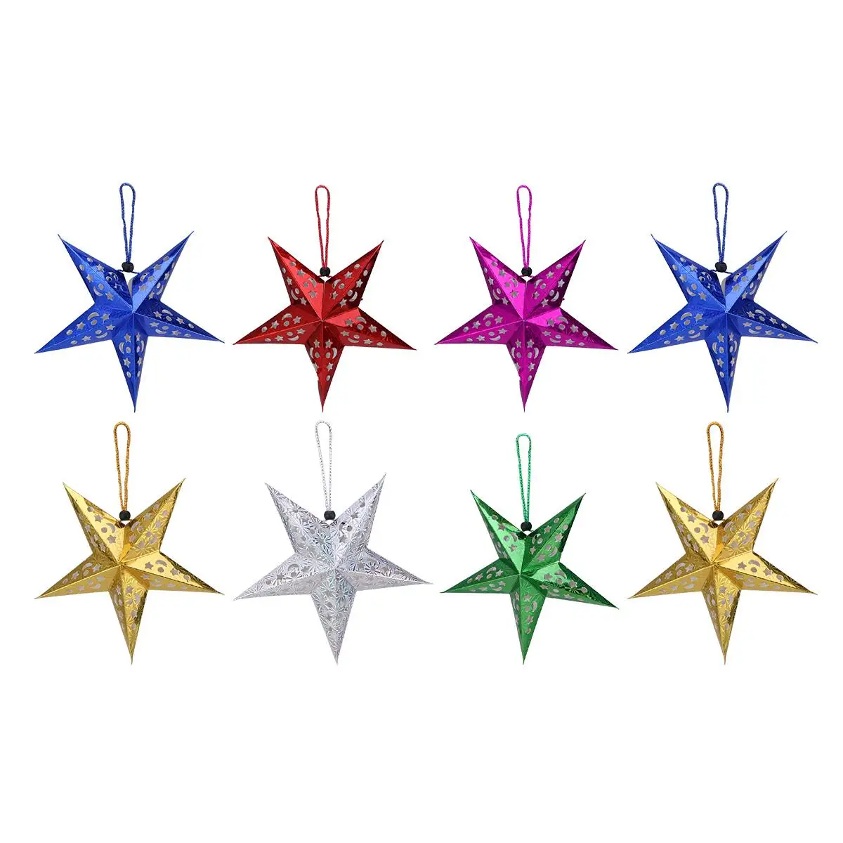 

8PCS Stars Paper Lampshade Decorative Lighting Shades for Wedding Party DIY Handmade Pentagram Shape