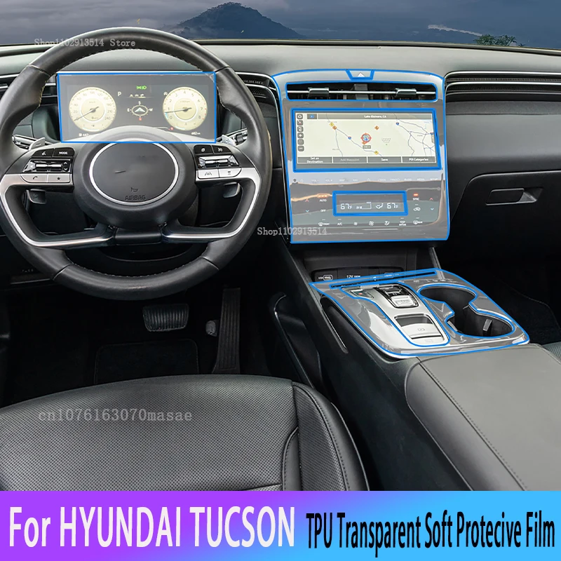 

For HYUNDAI TUCSON (2021-2022) Car Interior Gear panel Dashboard GPS Navigation Screen Transparent TPU Protective Repair Film