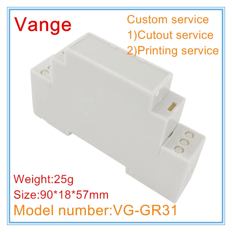 Vange din rail PCB housing 90*18*57mm PC plastic enclosure case diy view 2