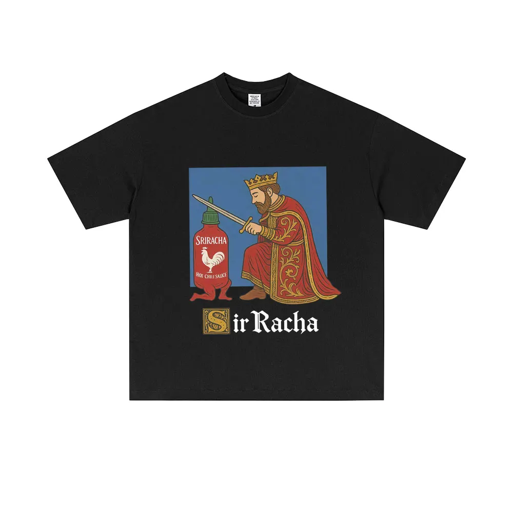 Sir Racha Chili Sauce Funny Meme T-shirt Male Summer Casual Soft Cotton T Shirts Men Women Fashion Oversized Short Sleeve Tshirt