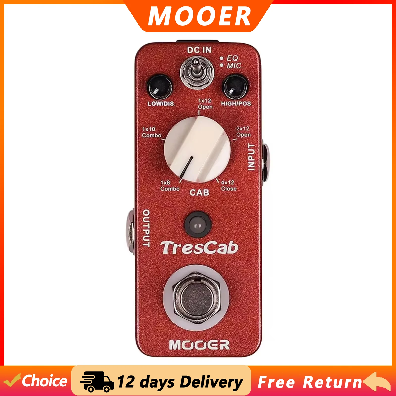 MOOER TresCab Guitar Cabinet Effect Pedal Digital Cabinet Simulation True Bypass Metal Shell Electric Guitar Parts & Accessories