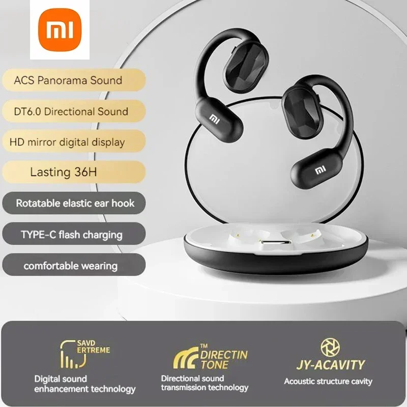 Xiaomi Wireless Earbuds Bluetooth Headphones Bone Conduction with Microphone Sound Rotatable Fast Charge Ear Hook Sport Earbud