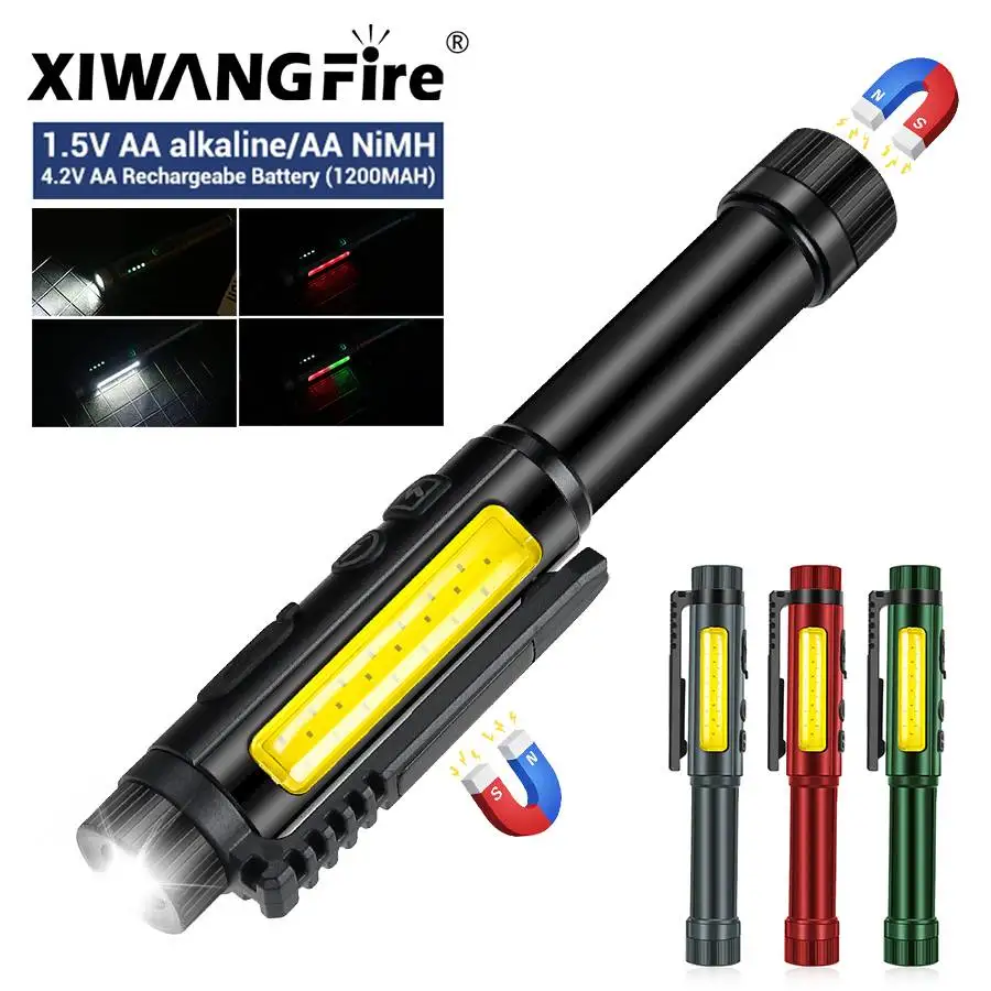 

XIWANGFIRE M45 Pen Flashlight,500LM AA EDC Work LED Flashlight, with 14500 battery 8 Lighting Modes for Camping,Repair,Emergency