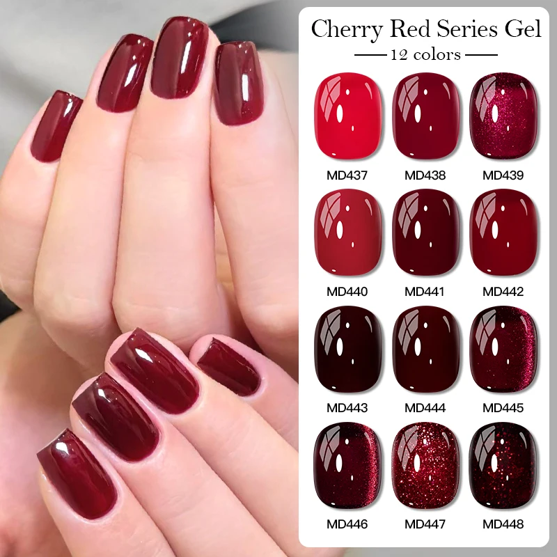 6/12 قطعة الأحمر بريق هلام مسمار مجموعة طلاء الأظافر النبيذ الأحمر القط المغناطيس هلام شبه دائم نقع قبالة UV هلام الورنيش مانيكير مستلزمات الأظافر #4