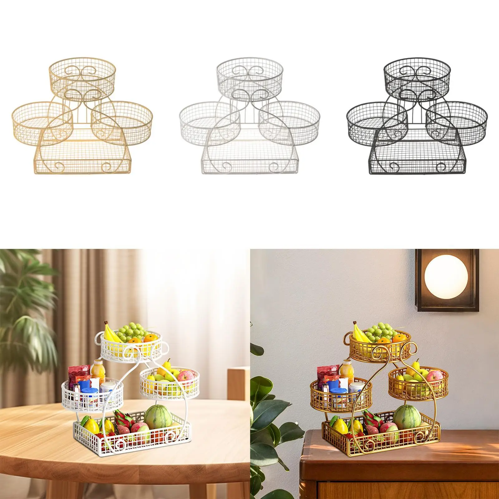 

Многоуровневая проволочная подставка-корзина, кухонная стойка для лука, закусок и овощей