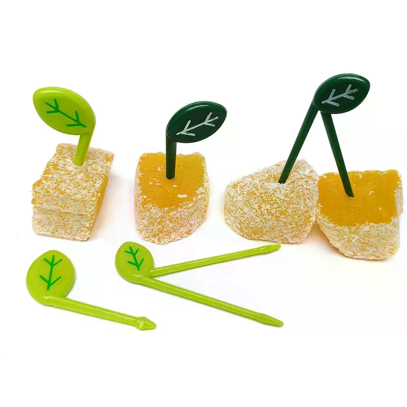 10pcs/set Leaves Fruit Fork Picks Kids Snack Dessert Decoration Forks Toothpick For Bento Sandwich