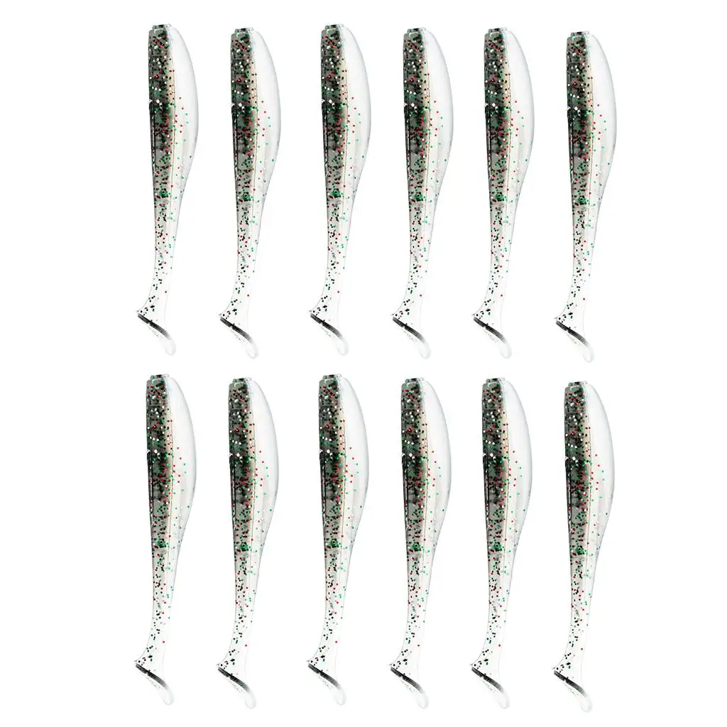 12 Pieces Swimbaits Shad Simulated Worms Soft Fishing Baits