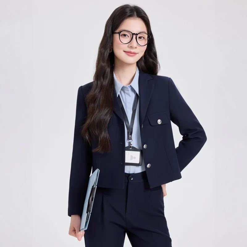 Apricot-colored suit for petite women2025New style women's short casual blazer for interviews in autumn