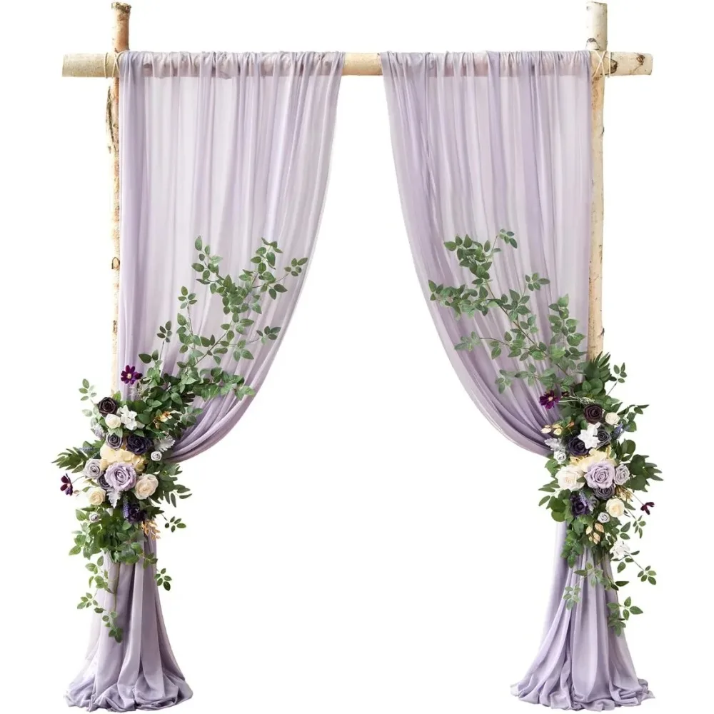 

Wedding Arch Flowers Kit Pack of 4.2pcs Hanging Drapes, Ceremony Reception Arbor Backdrop Soft Lilac Floral