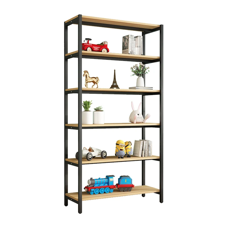 حامل عرض خفيف من الفولاذ والخشب مع 5-6 أرفف سهلة التركيب ورف تخزين قائم بذاته