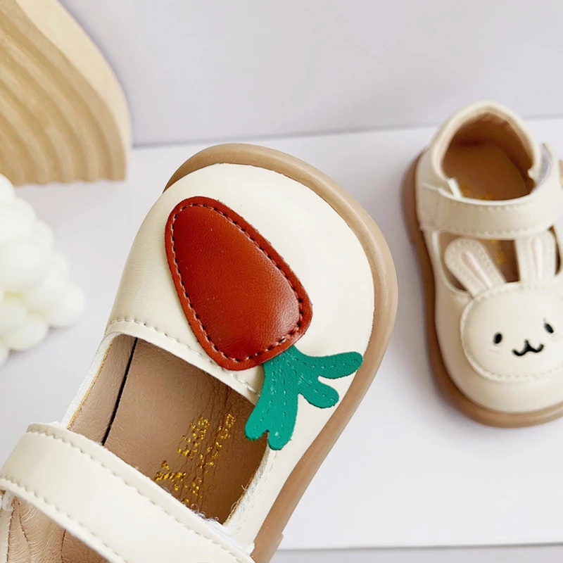 New Girls Princess Leather Shoes Fall Spring Children Cute Rabbit Single Shallow Shoes Kids Toddler Girls Shoes Flats