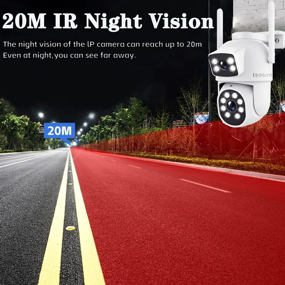 UiyiSherway 4K cámara Wifi de doble lente para exteriores Zoom 10X pantalla Dual cámara de seguridad PTZ detección de movimiento automática videovigilancia
