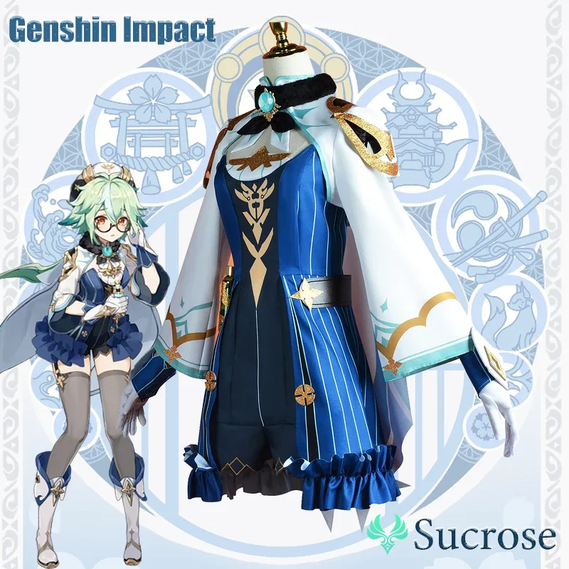 Genshin Impact Sacarose Cosplay Traje para Mulheres, Uniforme Adulto de Carnaval, Anime Halloween Party Costumes, Masquerade Game