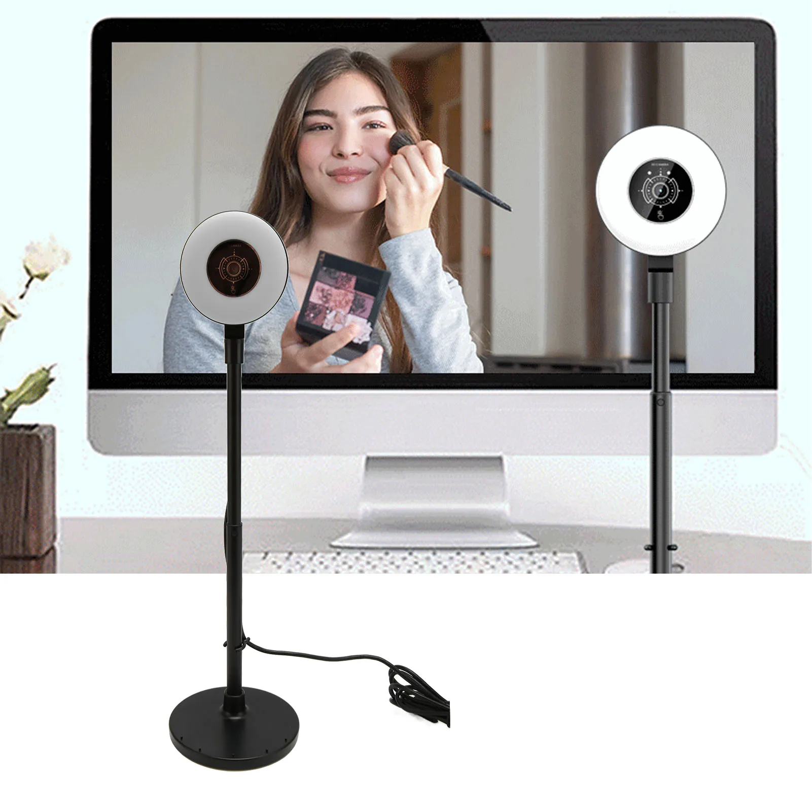 HD Webcam With Adjustable Light Built In Microphone USB HD 1080P Autofocus Web Cam With Retractable Pole Black Autofocus