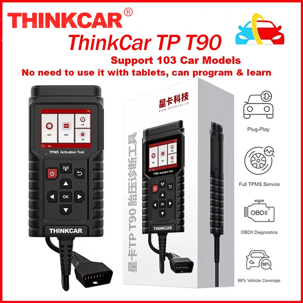 

ThinkCar TP T90 TPMS Activation Tool Programmer OBD2 Tire Pressure Sensor Service Tool Car Diagnostic Fault Code PK THINKTPMS G2